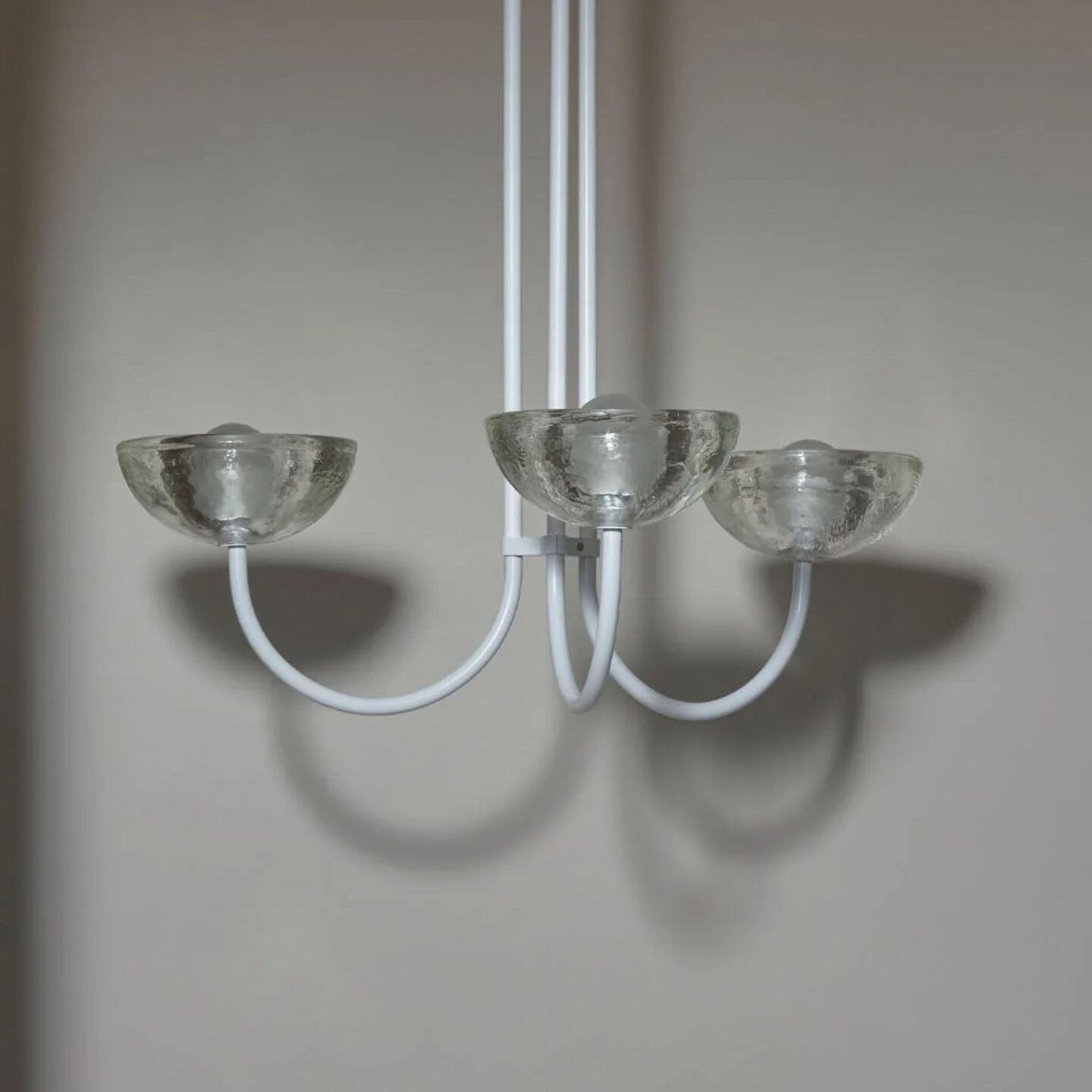 Aurelia Chandelier, Triple Pendant Small Glass, White Satin